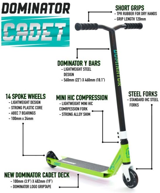 Hulajnoga Wyczynowa Dominator Cadet Green Black